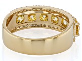 Yellow and Colorless Moissanite 14k Yellow Gold Over Silver Band Ring 2.80ctw DEW