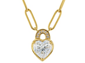Moissanite 14k Yellow Gold Over Silver Heart Necklace 1.87ctw DEW
