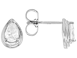Pear Shape Moissanite Platineve Stud Earrings 0.86ctw DEW