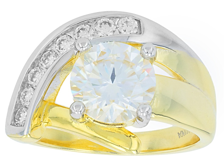 Moissanite 14k Yellow Gold Over Silver And Platineve Ring 2.38ctw DEW