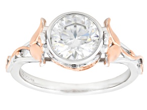 Moissanite Platineve And 14k Rose Gold Over Silver  Ring 1.50ct DEW