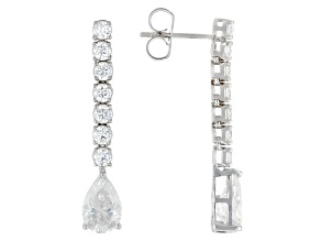 Moissanite Platineve Dangle Earrings 4.26ctw DEW