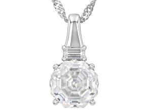 Pentaluxe And Emerald Cut Moissanite Platineve Pendant with Chain 3.30ctw DEW