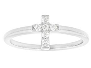 Moissanite Platineve Cross Ring 0.12ctw DEW
