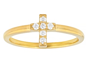 Moissanite 14k Yellow Gold Over Silver Cross Ring 0.12ctw DEW