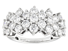 Moissanite Platineve Cluster Ring 2.74ctw DEW
