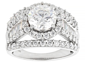 Moissanite Platineve Halo Ring 4.30ctw DEW