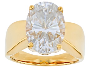 Moissanite 14K Yellow Gold Over Sterling Silver Solitaire Ring 7.22ct DEW