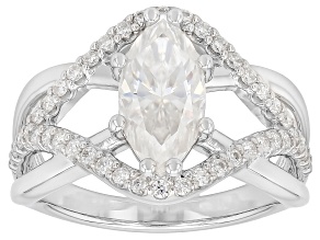 Moissanite Platineve Cossover Ring 2.42ctw DEW