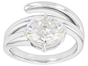 Oval Moissanite Platineve Solitaire Ring 3.00ct DEW