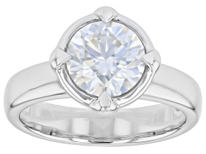 Moissanite Platineve Solitaire Ring 1.90ct DEW.