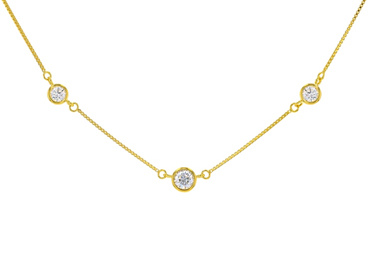 Moissanite 14k Yellow Gold Over Silver Station Necklace 0.96ctw DEW