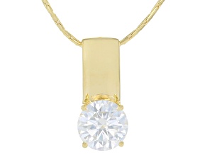 Moissanite 14k Yellow Gold Over Silver Solitaire Pendant 0.90ct DEW