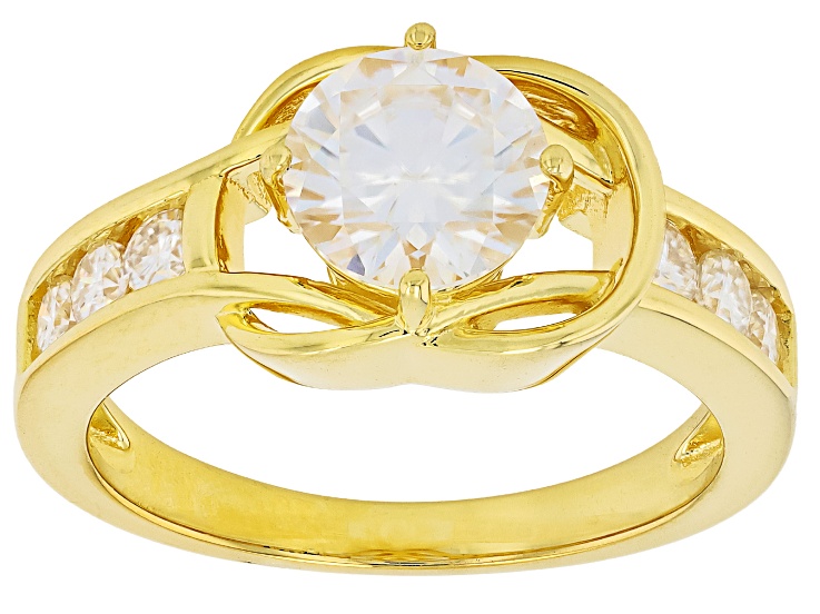 Moissanite 14k Yellow Gold Over Silver Crossover Ring 1.56ctw DEW