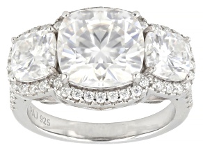 Moissanite Platineve Three Stone Ring 7.82ctw DEW