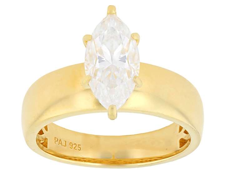 Moissanite 14k Yellow Gold Over Silver Solitaire Ring 2.00ct DEW
