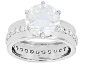 Moissanite Platineve Engagement Ring 4.20ctw DEW