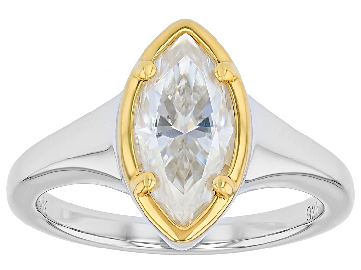 ジュン　クリスチーヌ　フランソワ　マーサ Marquise Moissanite Platineve and 14k Yellow Gold Over Silver