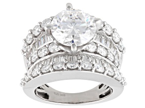 Moissanite Platineve Cocktail Ring 7.26ctw DEW.