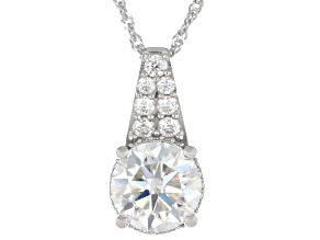 Moissanite Platineve Drop Pendant 4.14ctw DEW.