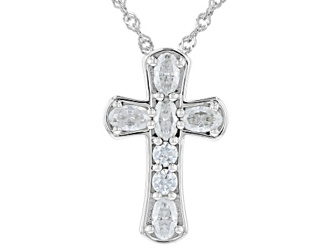 Moissanite Platineve Cross Pendant 1.50ctw DEW