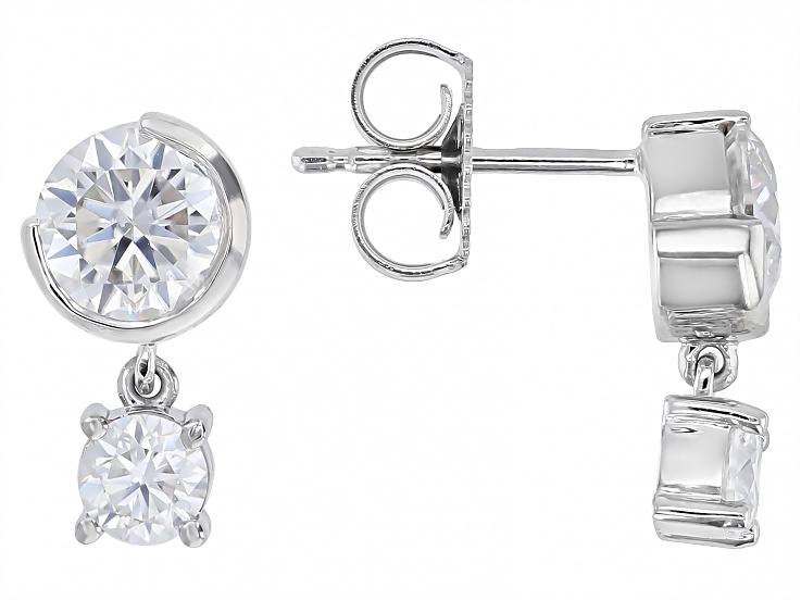 Moissanite Platineve Drop Earrings 2.06ctw DEW