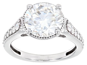Moissanite Platineve Engagement Ring 3.92ctw DEW