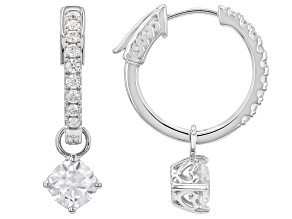 Round Moissanite Platineve Interchangeable Hoop Earrings 2.94ctw DEW