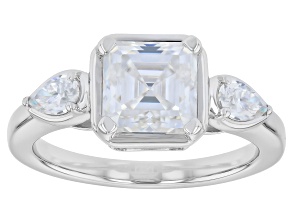 Moissanite Platineve Three Stone Ring 2.35ctw DEW