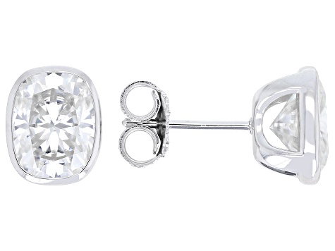 Rectangular Cushion Moissanite Platineve Stud Earrings 4.46ctw DEW
