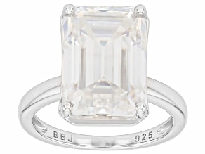 Emerald Cut Moissanite Platineve Solitaire Ring 10.00ct DEW