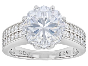 Round Liberty Cut Moissanite Platineve Ring 4.37ctw DEW