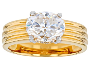 Moissanite 14K Yellow Gold Over Silver Ring 2.26ctw DEW