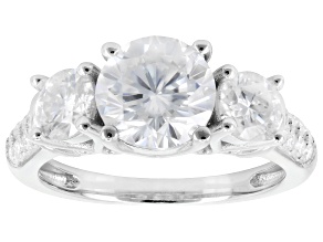 Moissanite Platineve Three Stone Design Ring 
3.22ctw DEW