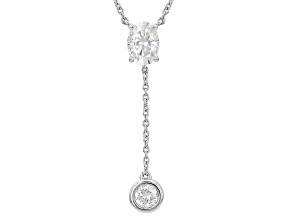 Oval And Round Moissanite Platineve®"Y" Necklace 1.83ctw DEW