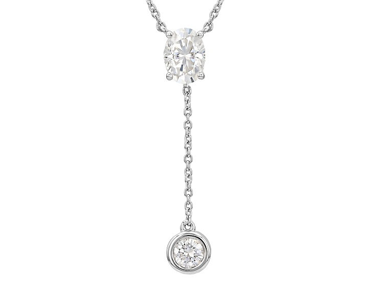 Oval And Round Moissanite Platineve®"Y" Necklace 1.83ctw DEW