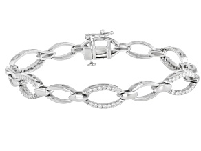 Moissanite Platineve Oval Link Bracelet 1.64ctw DEW.
