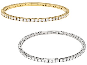 Moissanite  Platineve And14k Yellow Gold Over Silver Flex Bangle Bracelet Set Of Two 10.00ctw DEW