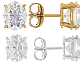 Moissanite Platineve And 14K Yellow Gold Over Silver  Pendant with Chain Set Of Two 12.00ctw DEW