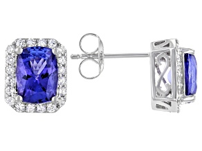 Blue Tanzanite Rhodium Over 14K White Gold Earrings 2.94ctw