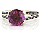 Blue Lab Created Alexandrite 10K Yellow Gold Ring 3.33ctw