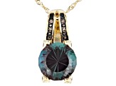 Blue Lab Created Alexandrite 10K Yellow Gold Pendant With Chain 3.23ctw