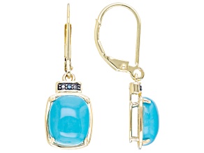 Blue Sleeping Beauty Turquoise 14k Yellow Gold Dangle Earrings