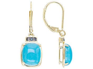 Picture of Blue Sleeping Beauty Turquoise 14k Yellow Gold Dangle Earrings