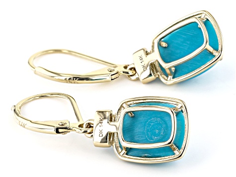 Blue Sleeping Beauty Turquoise 14k Yellow Gold Dangle Earrings