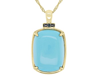 Picture of Blue Turquoise 14k Yellow Gold Pendant With Chain 0.01ct