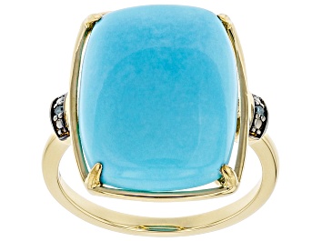 Picture of Blue Sleeping Beauty Turquoise 14K Yellow Gold Ring 0.01ctw