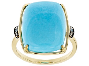Blue Sleeping Beauty Turquoise 14K Yellow Gold Ring 0.01ctw