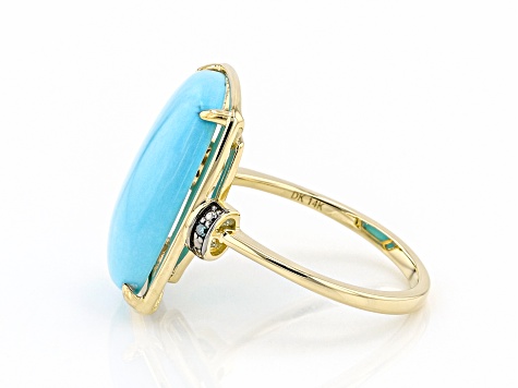 Blue Sleeping Beauty Turquoise 14K Yellow Gold Ring 0.01ctw