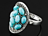 Blue Larimar And White Topaz Sterling Silver Ring .20ctw